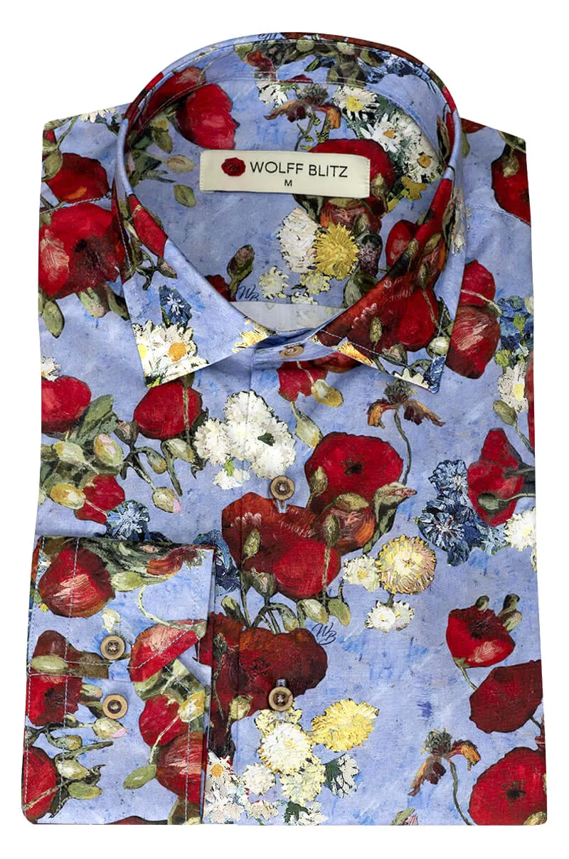 Poppies Van Gogh Inspired Long Sleeve Shirt for Men