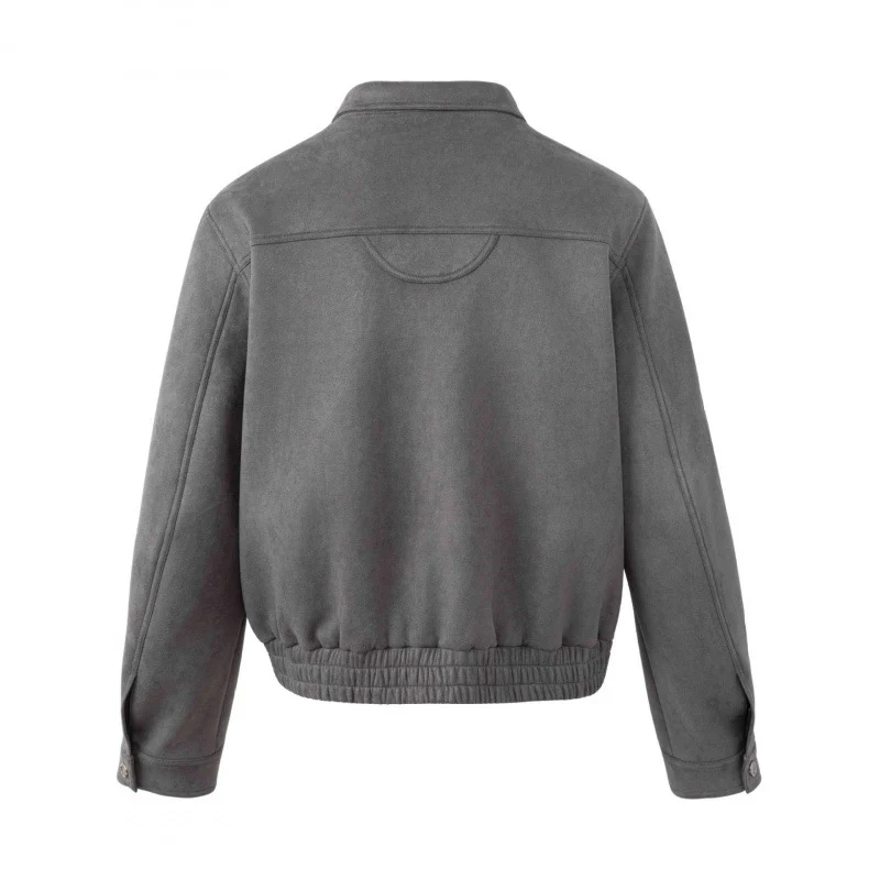 Herren Kurz geschnittener kastiger Blouson im Veloursleder‑Look mit aufgesetzten Reißverschluss‑Taschen und Metalldetail Nord Taschen