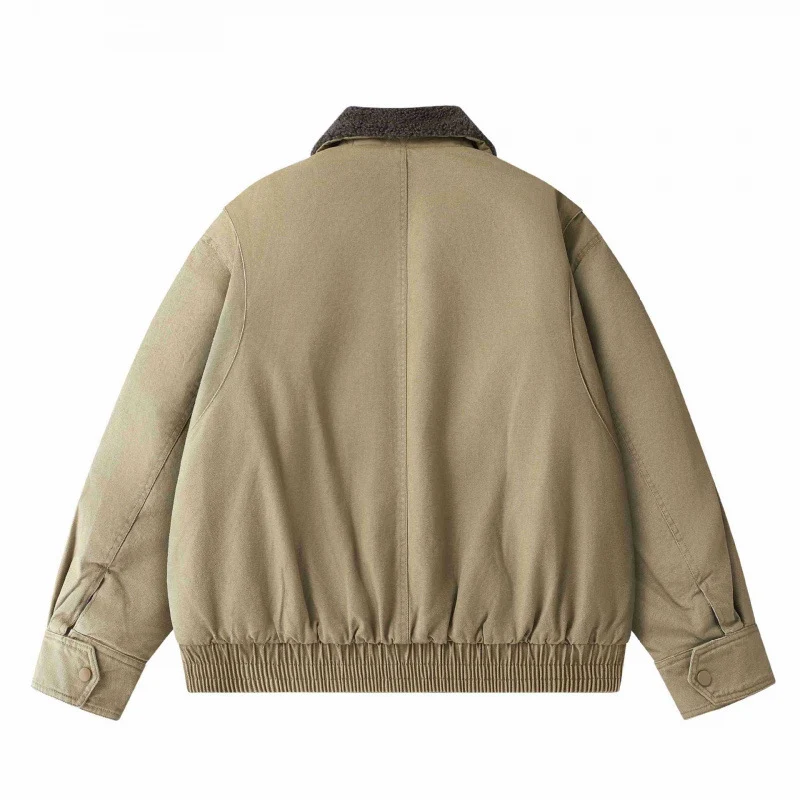 Herren Kurz geschnittener Canvas‑Fliegerblouson mit Sherpa‑Kragen und Multifunktions‑Taschen Nord Taschen