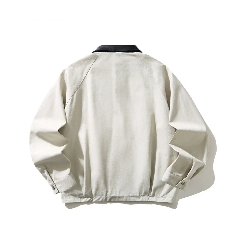 Herren Kurz geschnittener Canvas-Blouson mit Lederimitat-Kragen und elastischem Saum Nord Taschen