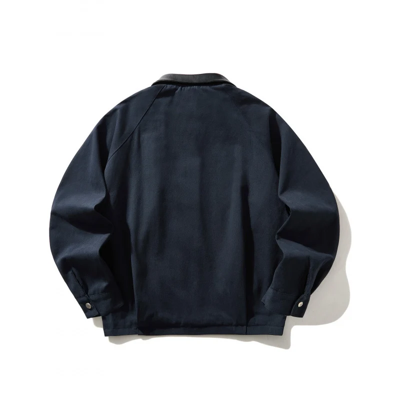 Herren Kurz geschnittener Canvas-Blouson mit Lederimitat-Kragen und elastischem Saum Nord Taschen