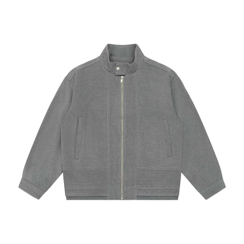 Herren Kurz geschnittener Boxy‑Blouson aus Wollmix mit Stehkragen, Metallreißverschluss und verdeckten Eingrifftaschen Nord Taschen