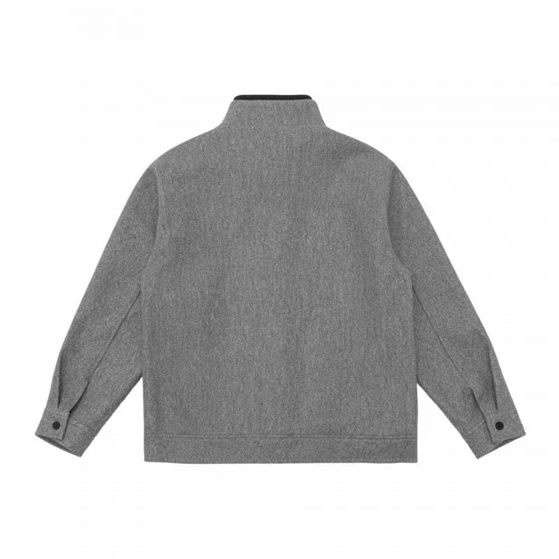 Herren Kurz geschnittene Wollmix‑Blousonjacke mit Stehkragen, verdeckter Knopfleiste und schlichter Silhouette Nord Taschen