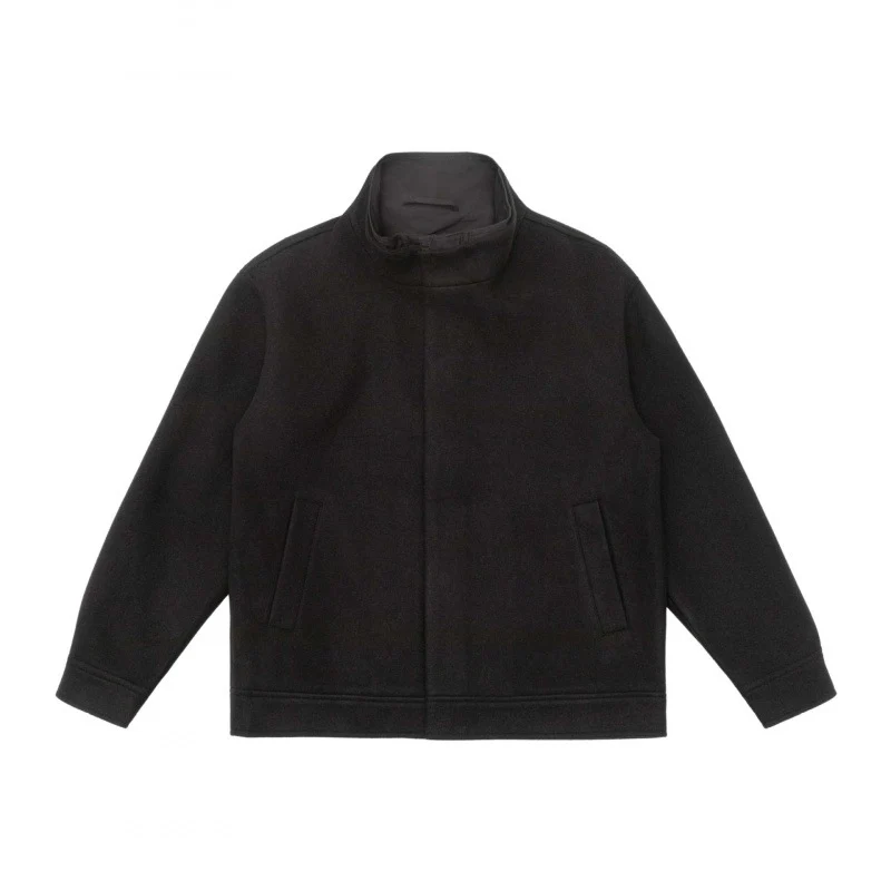 Herren Kurz geschnittene Wollmix‑Blousonjacke mit Stehkragen, verdeckter Knopfleiste und schlichter Silhouette Nord Taschen