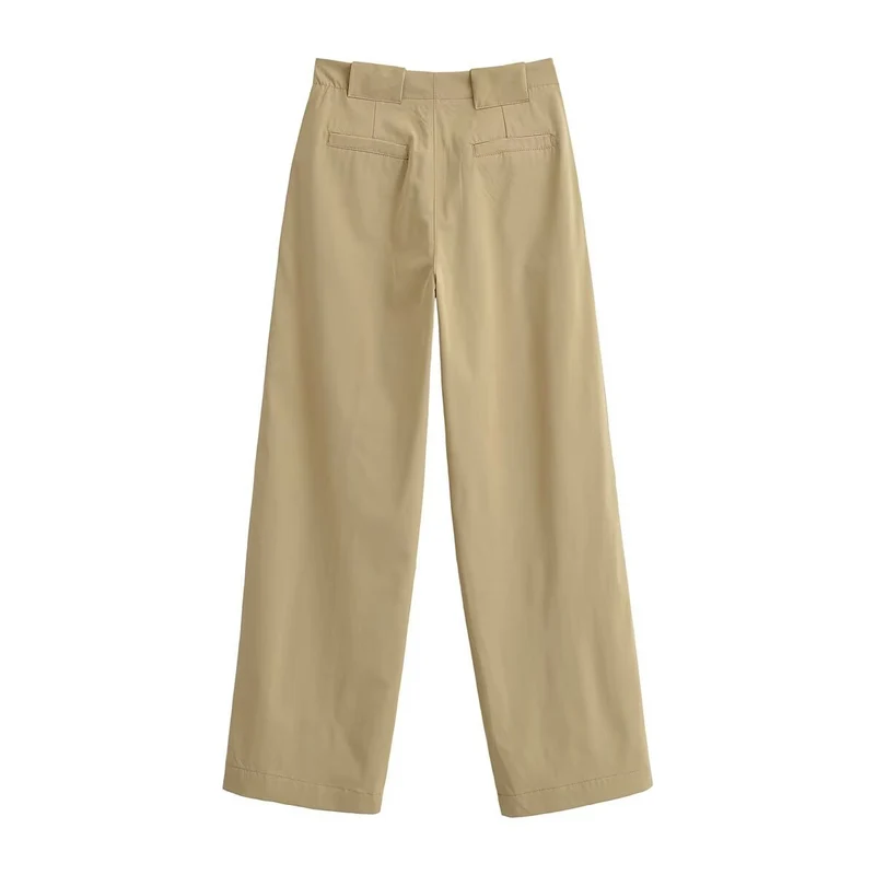 Damen Weite High Waist Hose mit Bundfalten, Bügelfalte und Eingrifftaschen Nord Taschen