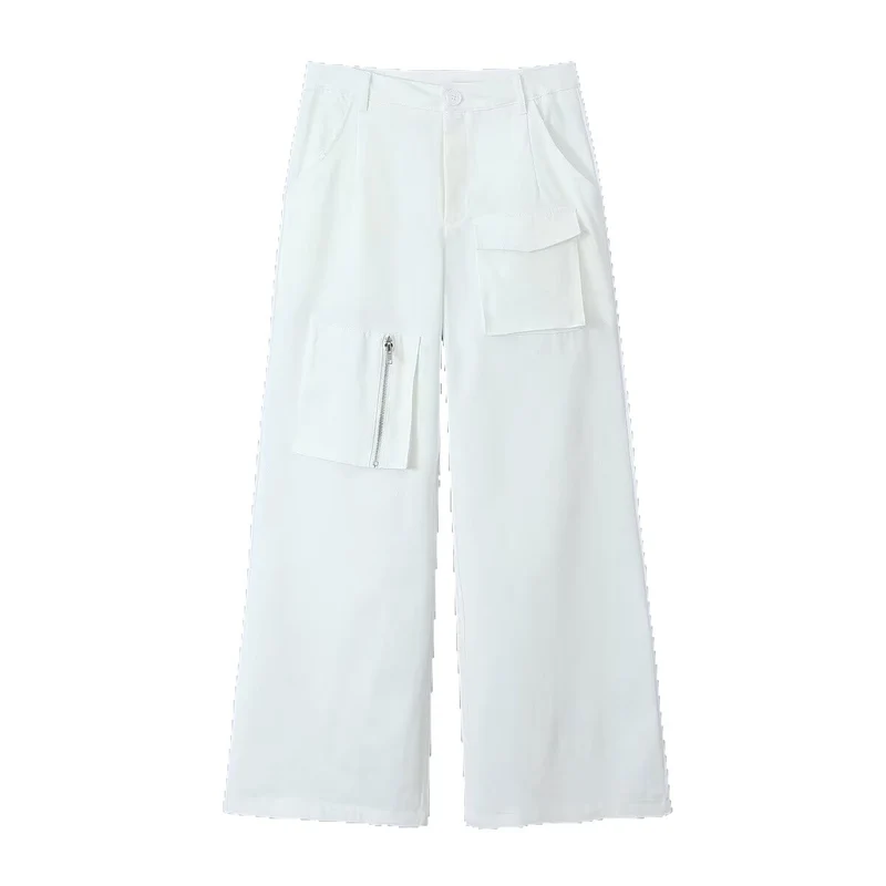Damen Weite Cargo-Hose mit hoher Taille und Utility-Taschen Nord Taschen