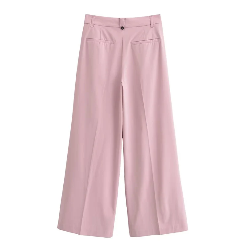Damen Weite Bundfaltenhose im Palazzo‑Stil mit hoher Taille Nord Taschen