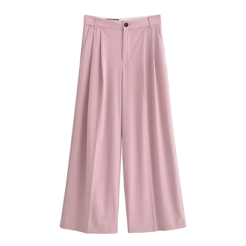 Damen Weite Bundfaltenhose im Palazzo‑Stil mit hoher Taille Nord Taschen