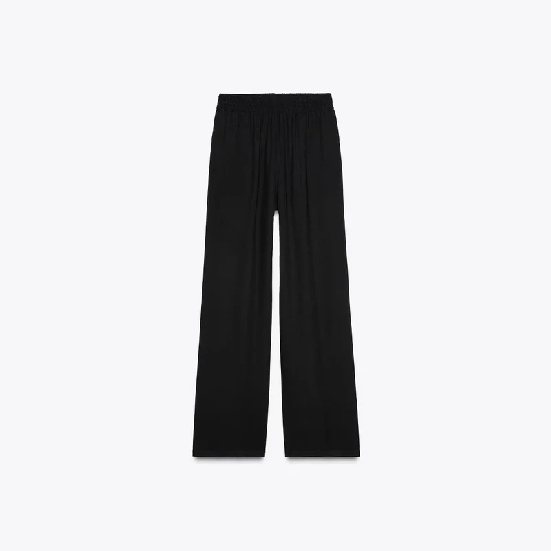 Damen Weiche Jersey-Palazzohose mit elastischem Bund und weitem Bein Nord Taschen