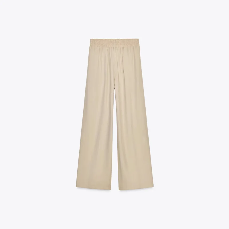 Damen Weiche Jersey-Palazzohose mit elastischem Bund und weitem Bein Nord Taschen