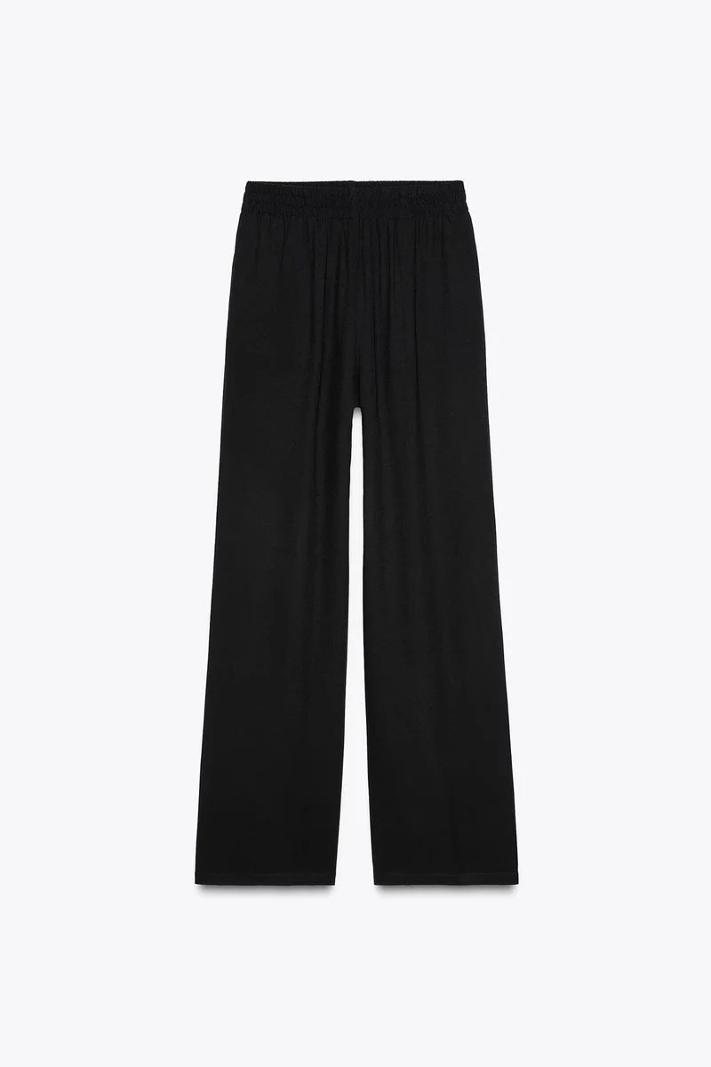 Damen Weiche Jersey-Palazzohose mit elastischem Bund und weitem Bein Nord Taschen