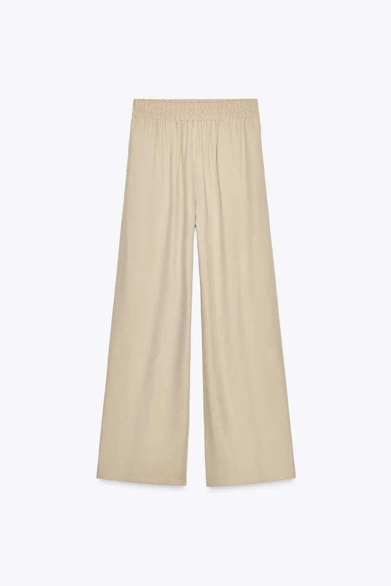 Damen Weiche Jersey-Palazzohose mit elastischem Bund und weitem Bein Nord Taschen
