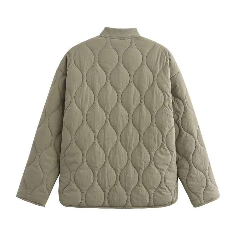 Damen Wattierte Steppjacke mit Rundhalsausschnitt, Pattentaschen und Wendefutter Nord Taschen
