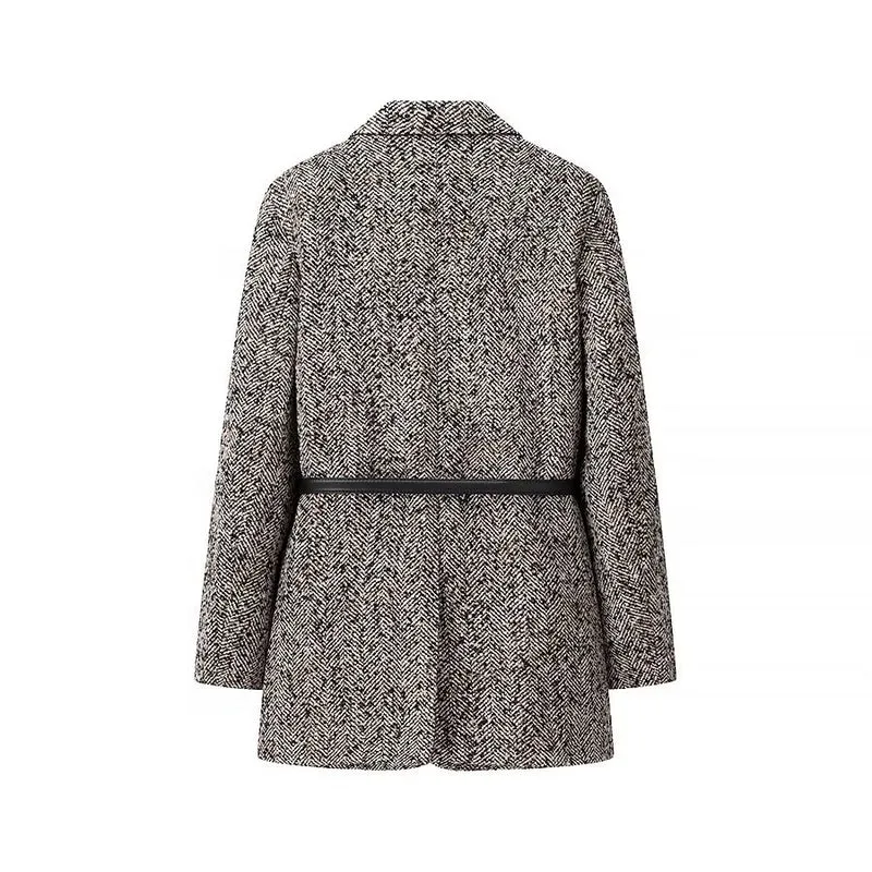 Damen Taillierter Bouclé‑Tweed‑Mantelblazer mit schmalem Taillengürtel Nord Taschen