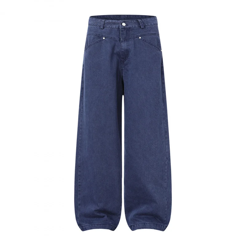 Damen Weite Highwaist Balloon-Jeanshose aus robustem Denim mit elastischem Knöchelsaum Nord Taschen