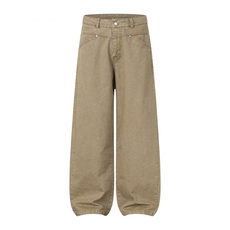 Damen Weite Highwaist Balloon-Jeanshose aus robustem Denim mit elastischem Knöchelsaum Nord Taschen