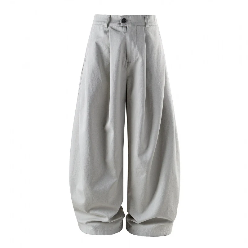 Damen Weite High-Waist Plissierte Balloon-Hose Nord Taschen