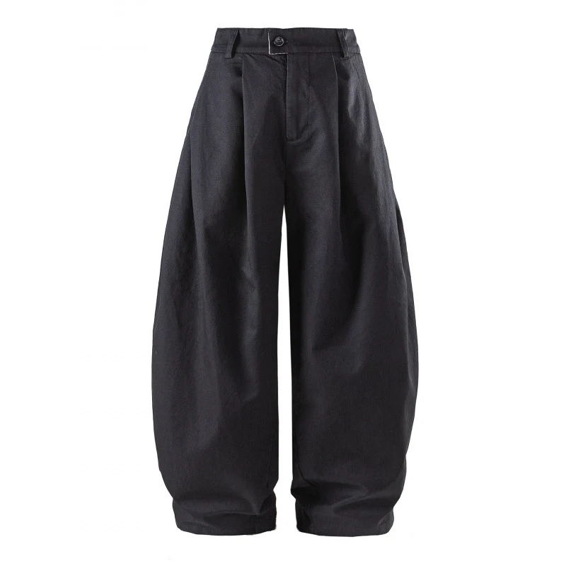 Damen Weite High-Waist Plissierte Balloon-Hose Nord Taschen