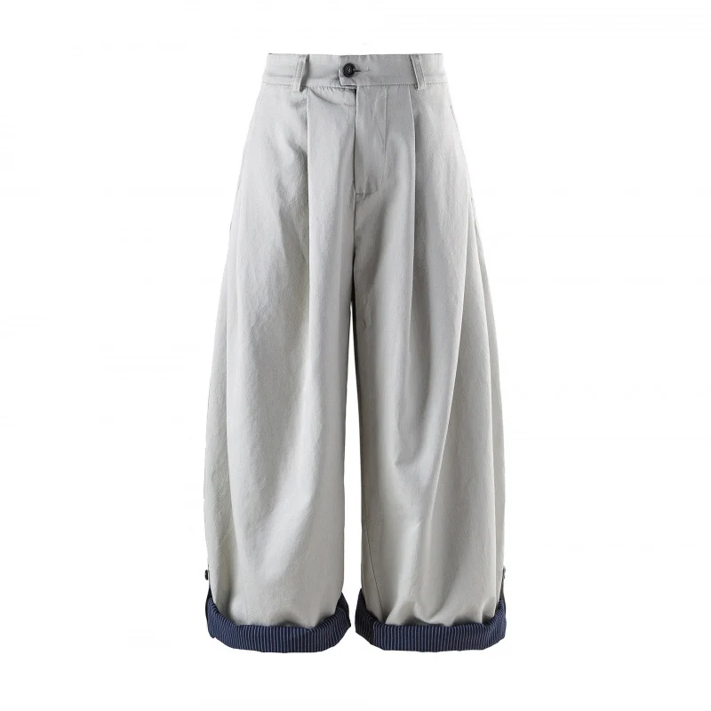 Damen Weite High-Waist Plissierte Balloon-Hose Nord Taschen