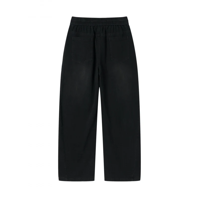 Damen weite High-Waist-Hose mit Elastikbund, Kordelzug und aufgesetzten Taschen Nord Taschen