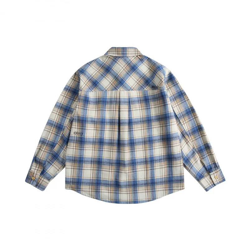 Herren Karierter Oversize-Hemd aus weichem Flanell mit Brusttasche und Rundsaum Nord Taschen