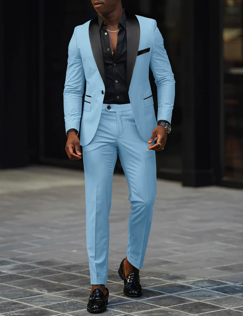 Herren schmal geschnittener Smokinganzug mit Satinrevers und Slim-Fit-Hose Vittorelli