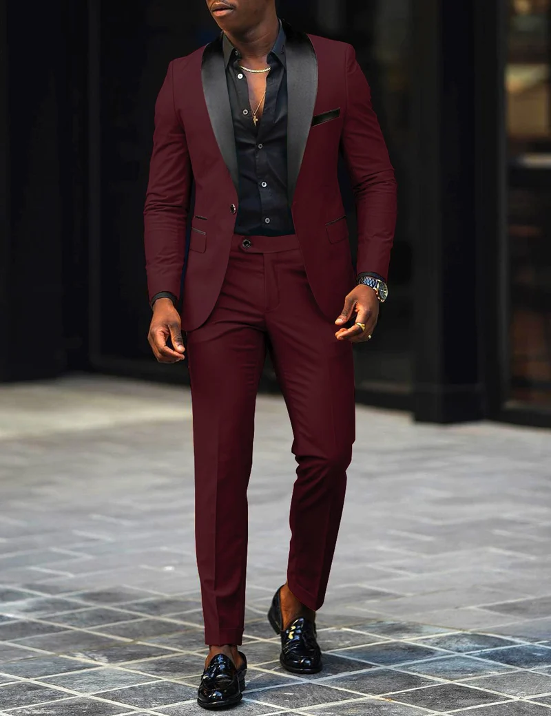 Herren schmal geschnittener Smokinganzug mit Satinrevers und Slim-Fit-Hose Vittorelli