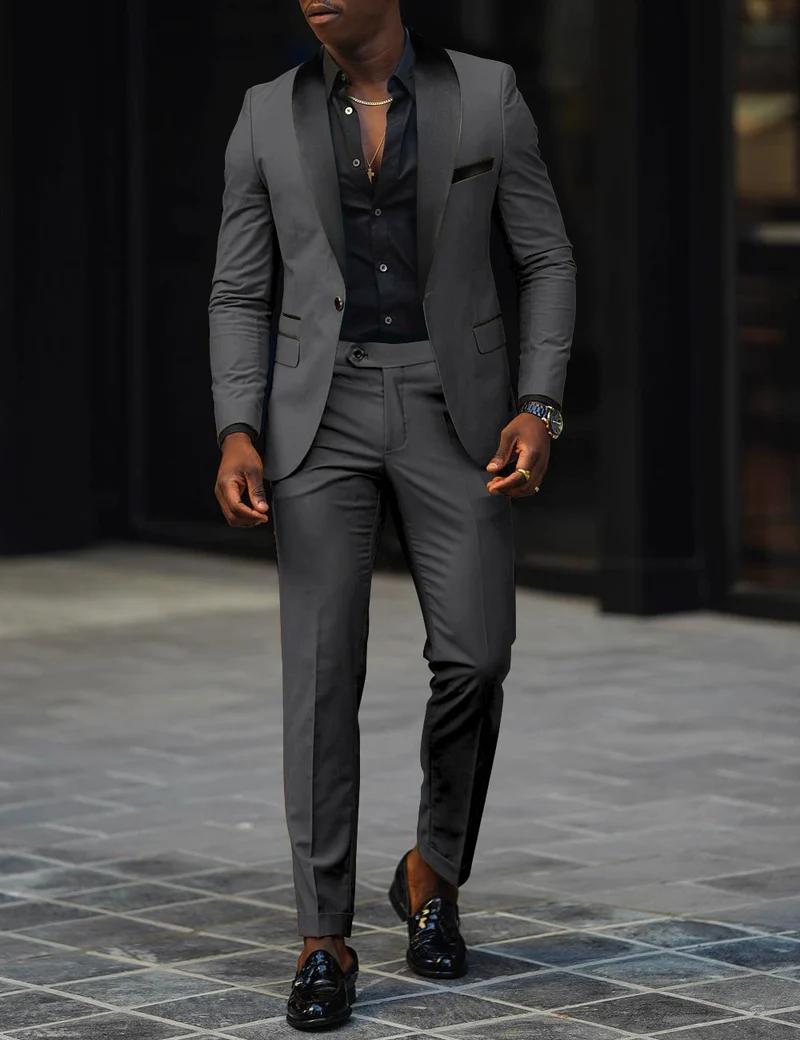 Herren schmal geschnittener Smokinganzug mit Satinrevers und Slim-Fit-Hose Vittorelli