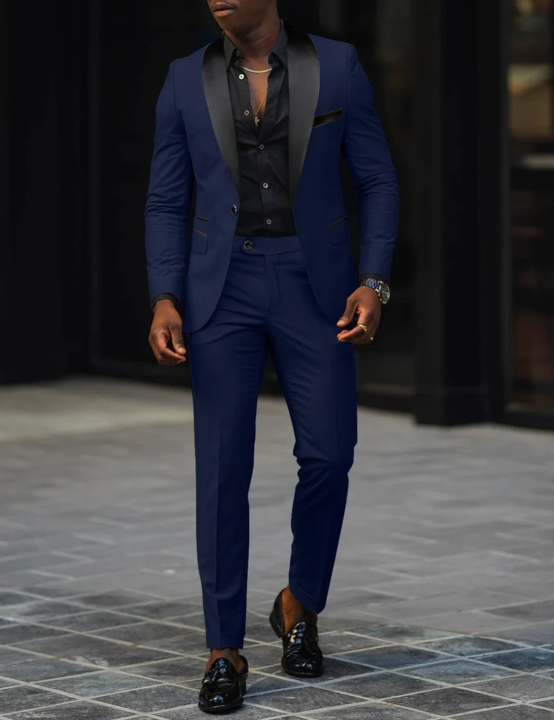 Herren schmal geschnittener Smokinganzug mit Satinrevers und Slim-Fit-Hose Vittorelli