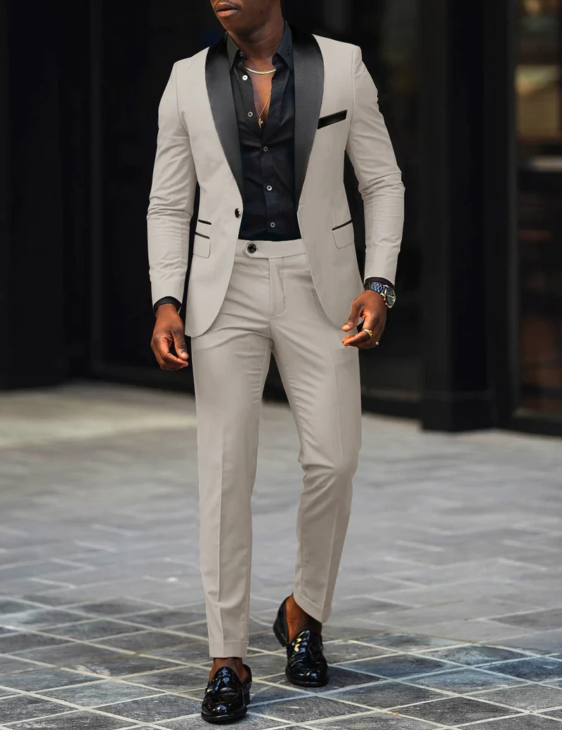 Herren schmal geschnittener Smokinganzug mit Satinrevers und Slim-Fit-Hose Vittorelli