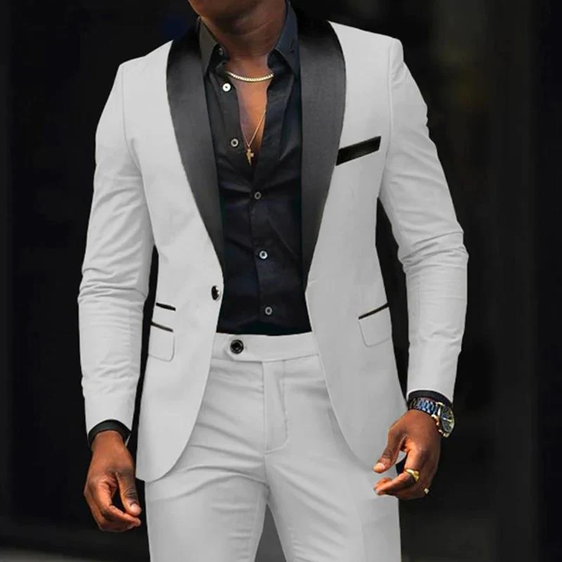 Herren schmal geschnittener Smokinganzug mit Satinrevers und Slim-Fit-Hose Vittorelli