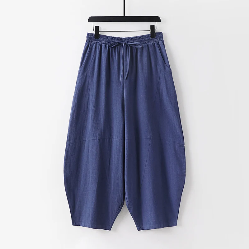 Damen Leichte Haremshose mit weitem Bein und elastischem Bund Nord Taschen