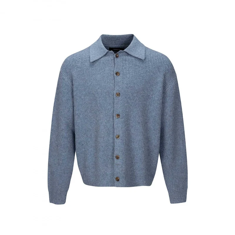 Herren Grobstrick-Cardigan mit Hemdkragen und durchgehender Knopfleiste Nord Taschen