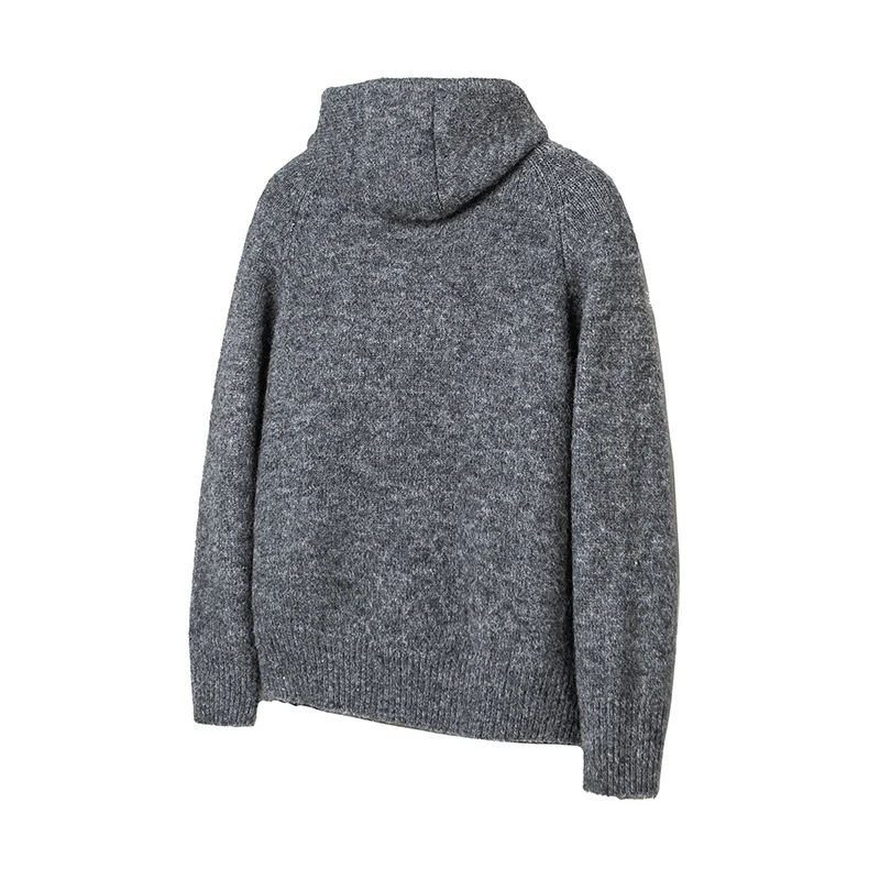 Herren Grobgestrickter Kapuzen-Cardigan mit durchgehender Knopfleiste und Rippenbündchen Nord Taschen