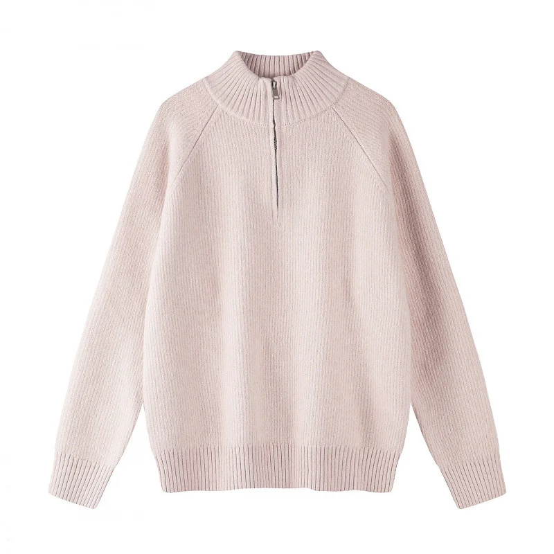 Herren Grobgestrickter Halbzip-Pullover mit Stehkragen und Raglanärmeln Nord Taschen
