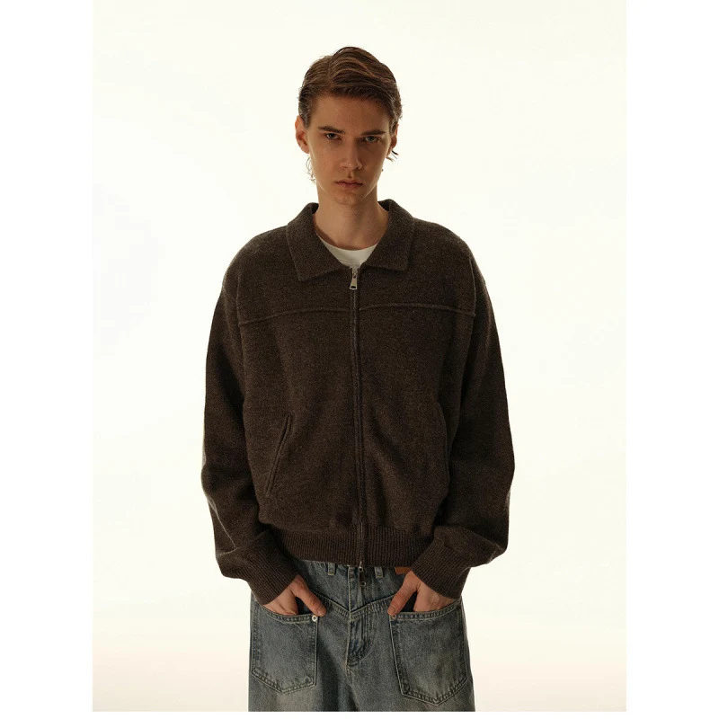 Herren Gestrickte Zipjacke mit Hemdkragen, Rippbündchen und verdeckten Eingrifftaschen Nord Taschen