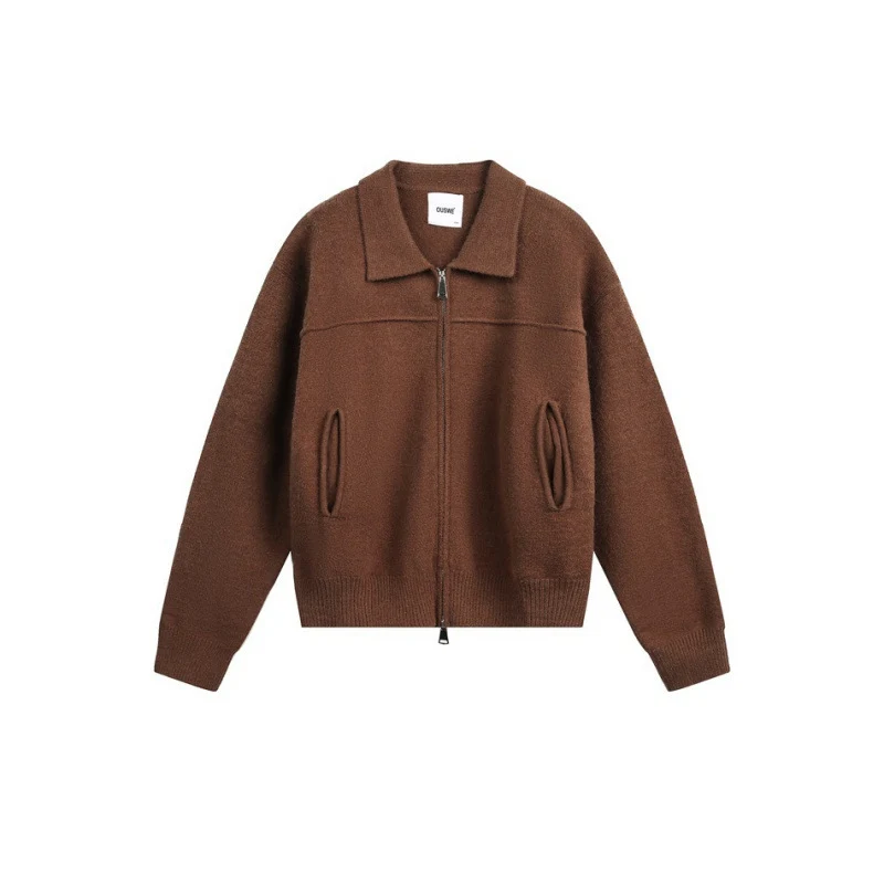 Herren Gestrickte Zipjacke mit Hemdkragen, Rippbündchen und verdeckten Eingrifftaschen Nord Taschen