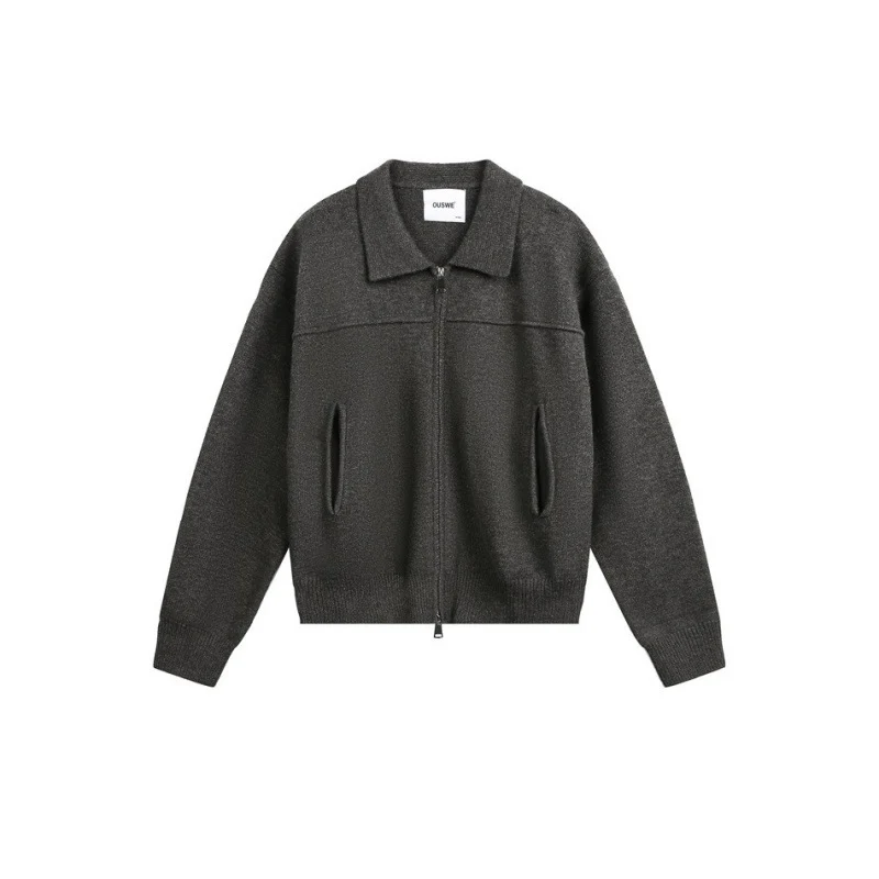 Herren Gestrickte Zipjacke mit Hemdkragen, Rippbündchen und verdeckten Eingrifftaschen Nord Taschen