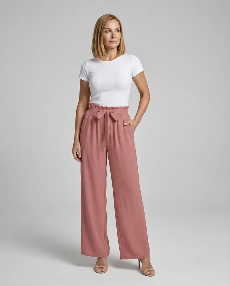 Damen Stoffhose Damen High Waist weit