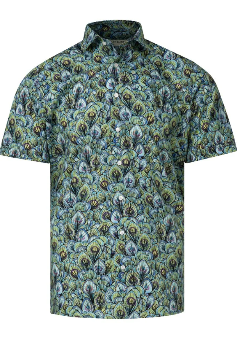 New Peacock Short Sleeve Men's Shirt