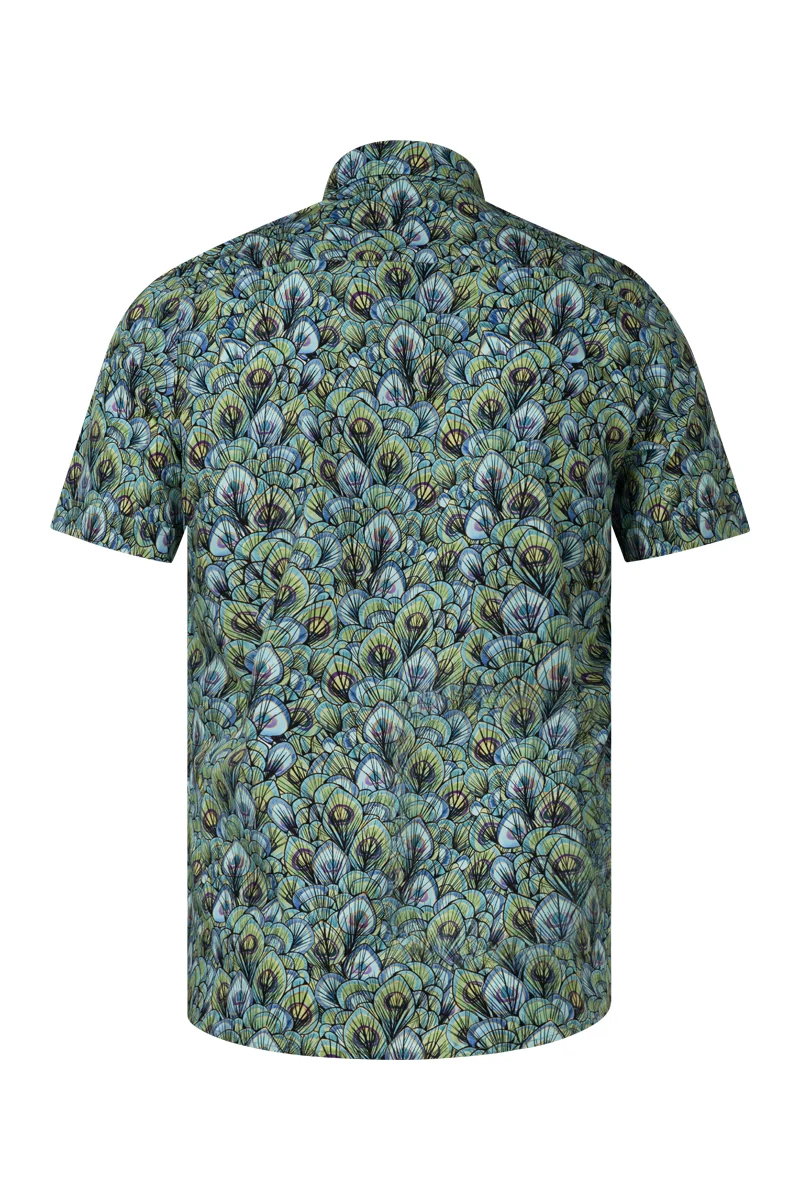 New Peacock Short Sleeve Men's Shirt
