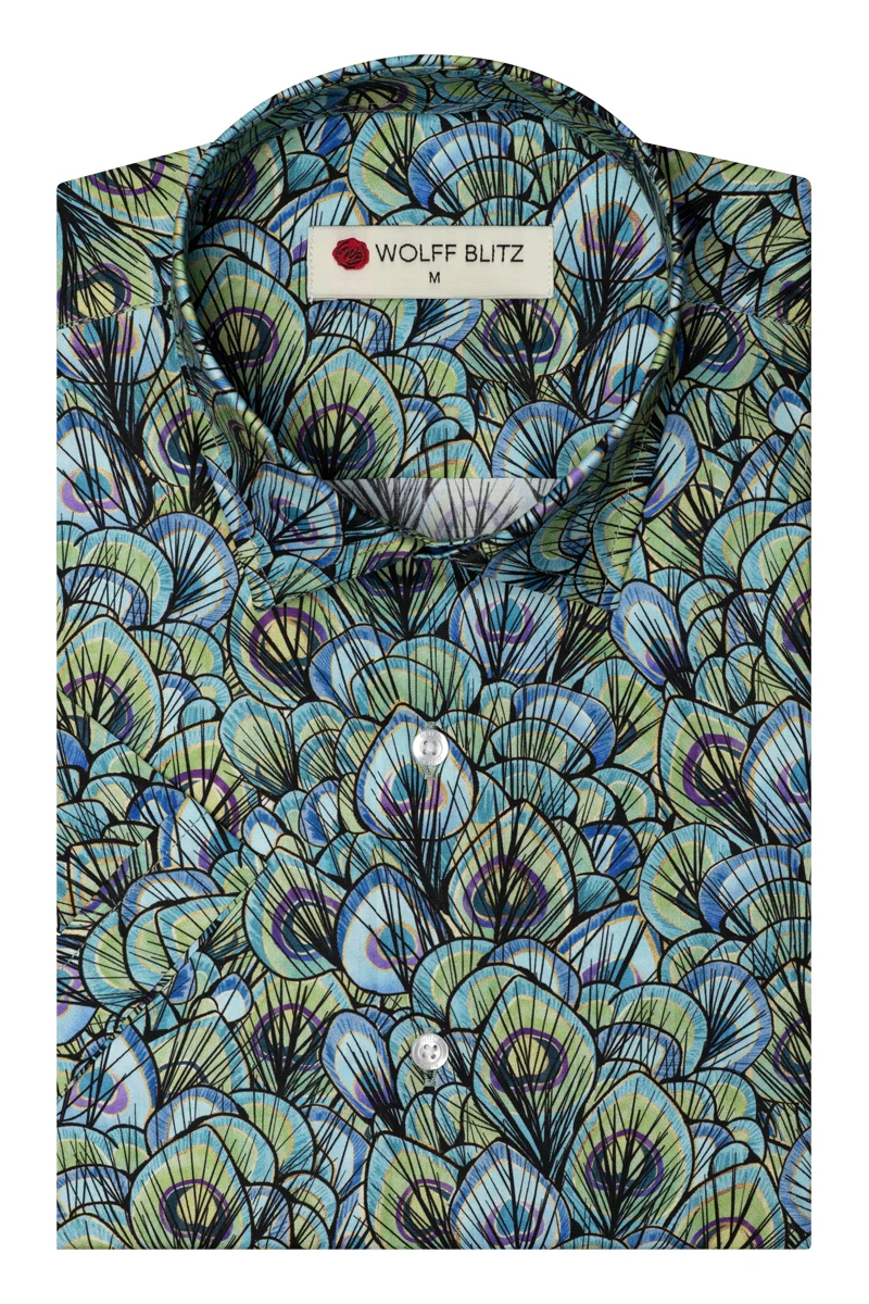 New Peacock Short Sleeve Men's Shirt