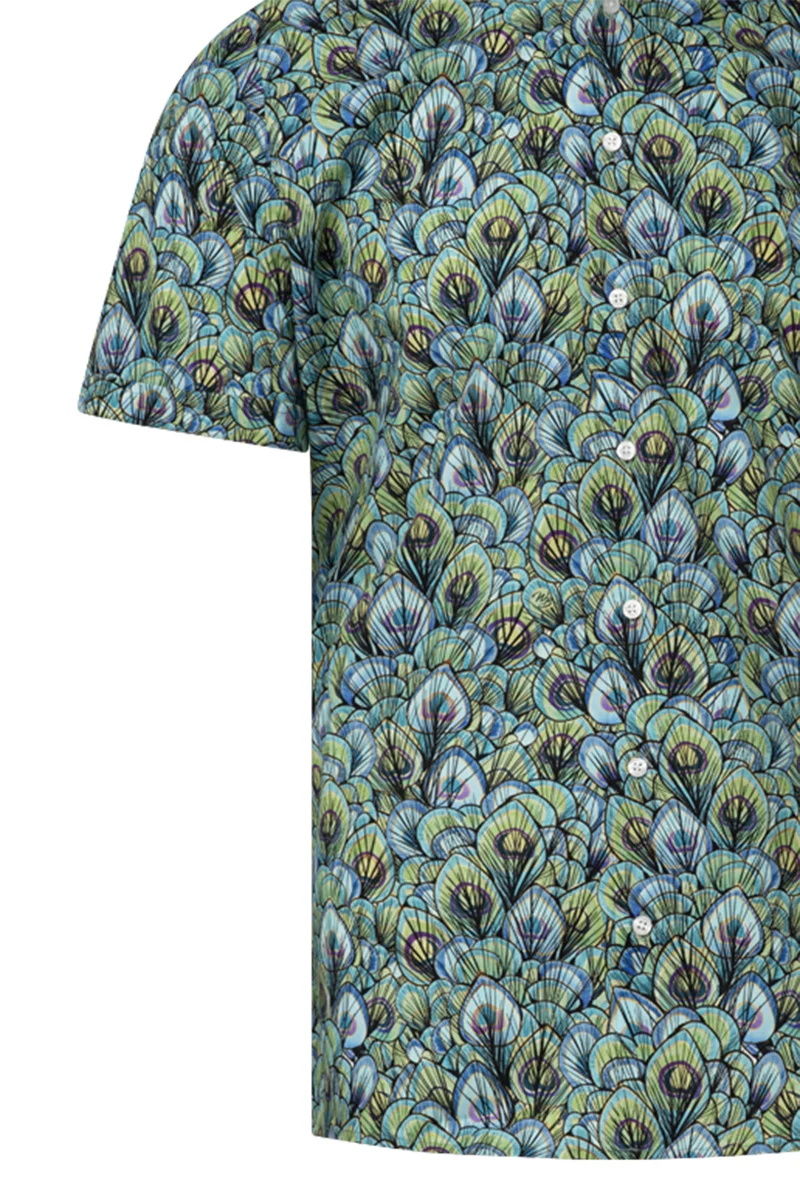 New Peacock Short Sleeve Men's Shirt