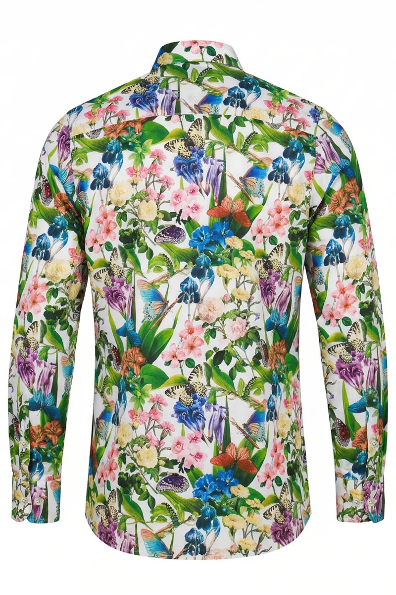 Floral Papillon Print Long Sleeve Shirt for Men