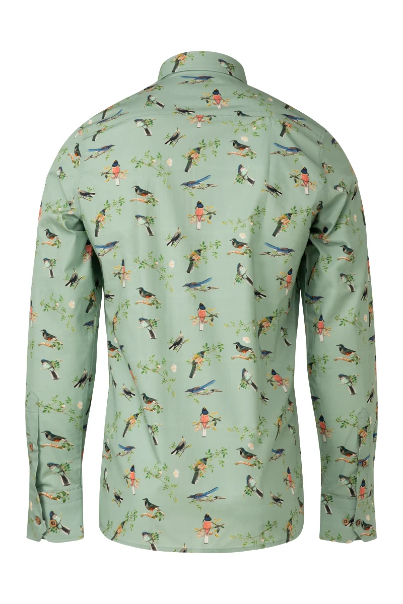 Early Birds Print Long Sleeve Shirt for Men