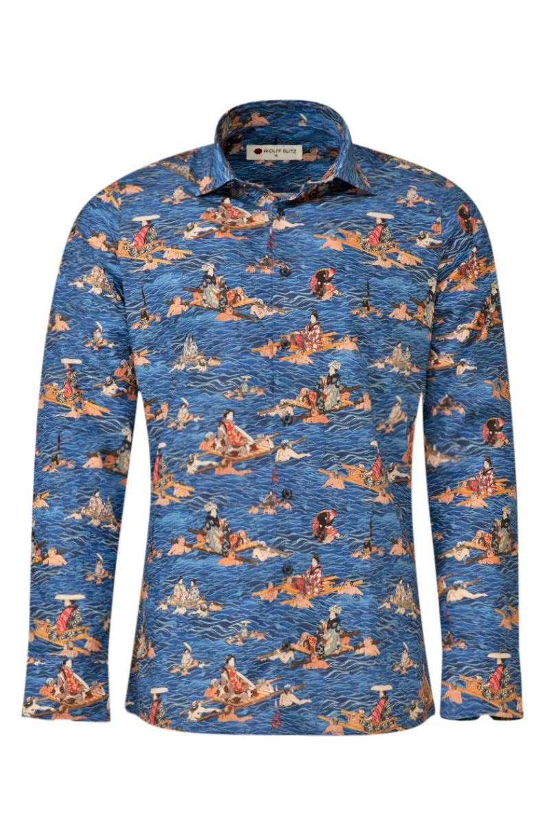 The Oi River Print Long Sleeve Shirt for Men