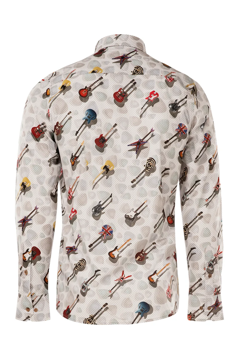 Iconic Guitars Print Long Sleeve Shirt for Men