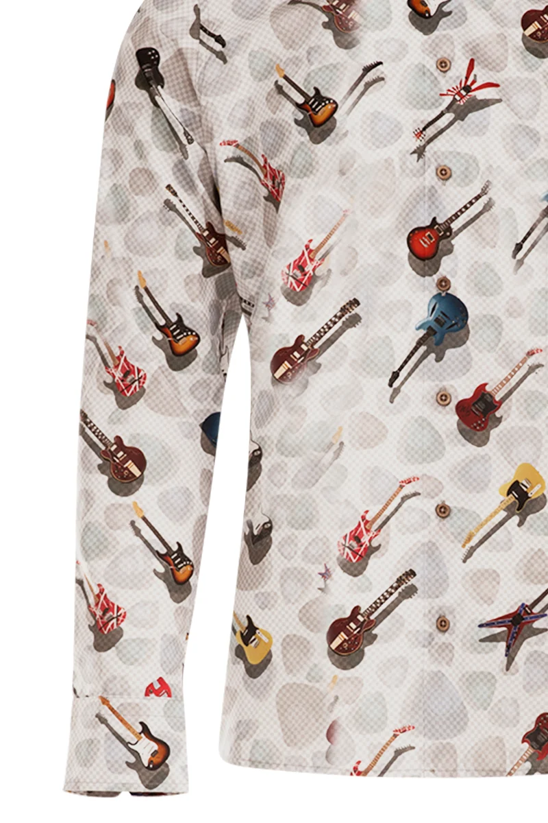 Iconic Guitars Print Long Sleeve Shirt for Men