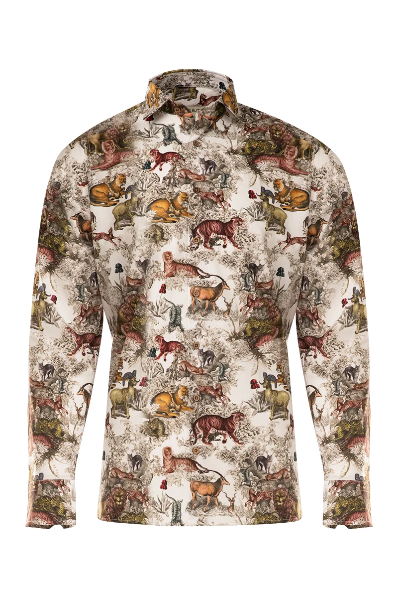 Safari Print Long Sleeve Shirt for Men