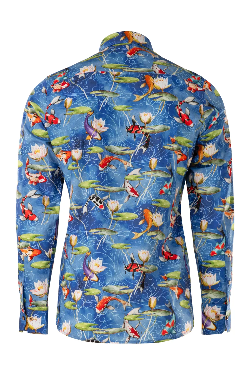 Koi Carpers Print Long Sleeve Shirt for Men